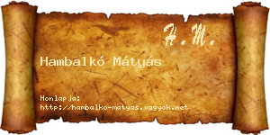 Hambalkó Mátyás névjegykártya