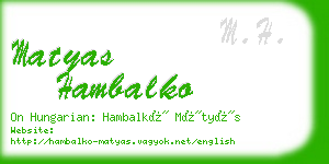 matyas hambalko business card